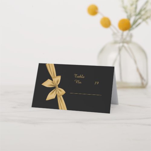 classic elegant filigree  black golden wedding place card