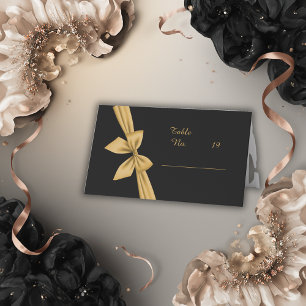 classic elegant filigree  black golden wedding place card