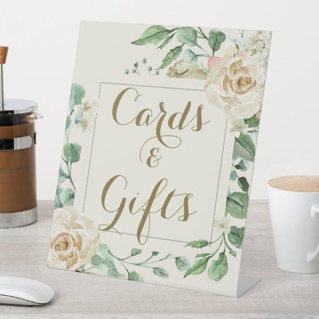Classic Elegant Floral Bridal Shower Pedestal Sign (In SItu)