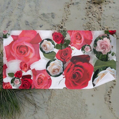 Classic elegant floral chic redcreampink roses beach towel