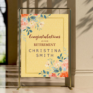 Classic Elegant Floral Watercolor Retirement Party Foam Board