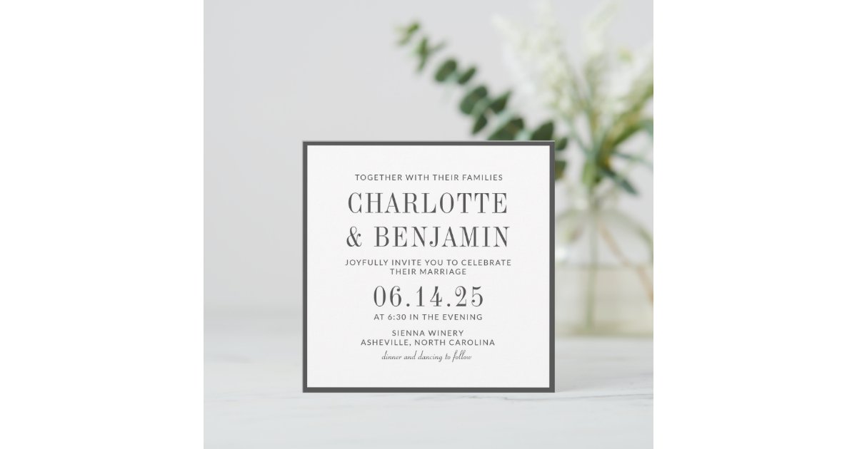 Black Border Frame Wedding Invitation Card 