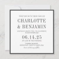 Black Border Frame Wedding Invitation Card 