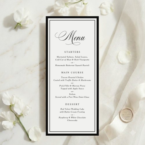 Classic Elegant Frame Border Wedding Menu