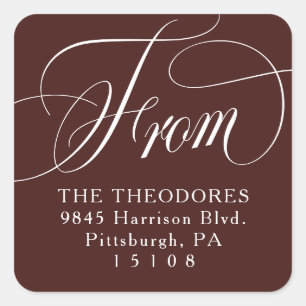 Classic elegant from maroon return address square sticker