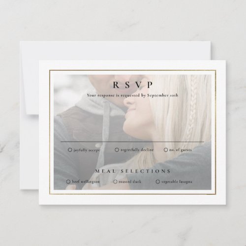 Classic Elegant Gold 2 Photo Wedding RSVP Card