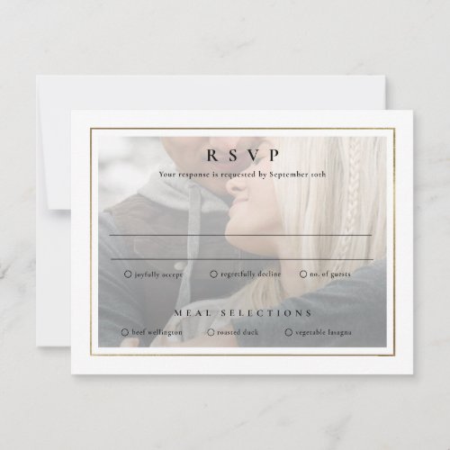 Classic Elegant Gold 2 Photo Wedding RSVP Card