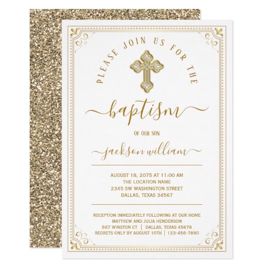 Classic Elegant Gold Baptism Invitation | Zazzle.com