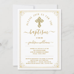 Classic Elegant Gold Baptism Invitation | Zazzle