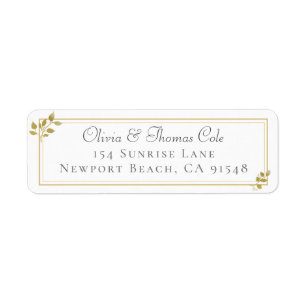 Classic Elegant Gold Eucalyptus Wedding Address Label