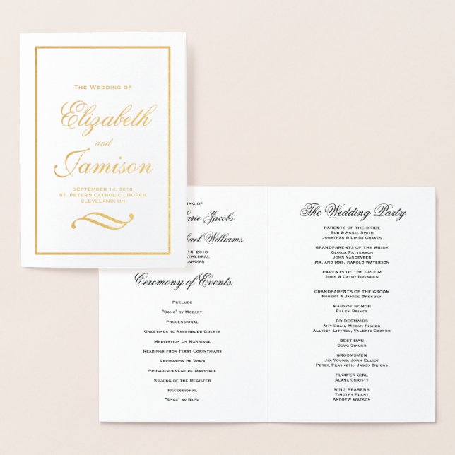 Classic Elegant Gold Foil Wedding Program (Display)