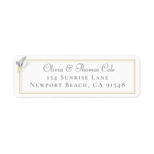 Classic Elegant Gold Frame Lily Floral Wedding Label