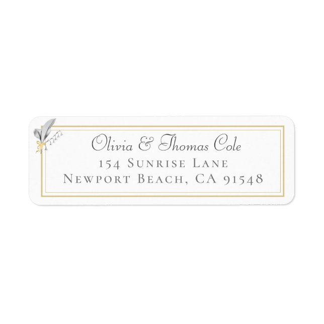 Classic Elegant Gold Frame Lily Floral Wedding Label (Front)