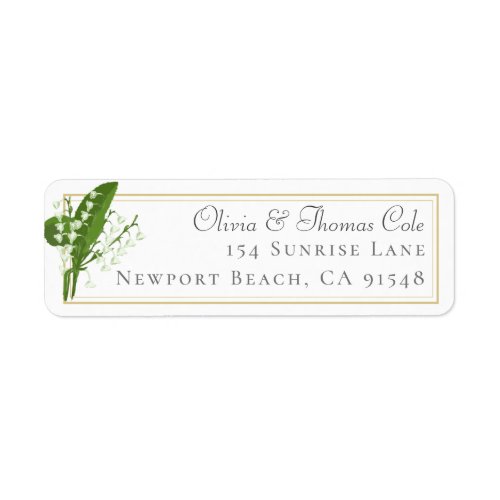 Classic Elegant Gold Frame Lily of Valley Wedding Label