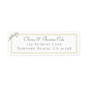Classic Elegant Gold Frame Orchid Wedding Address Label