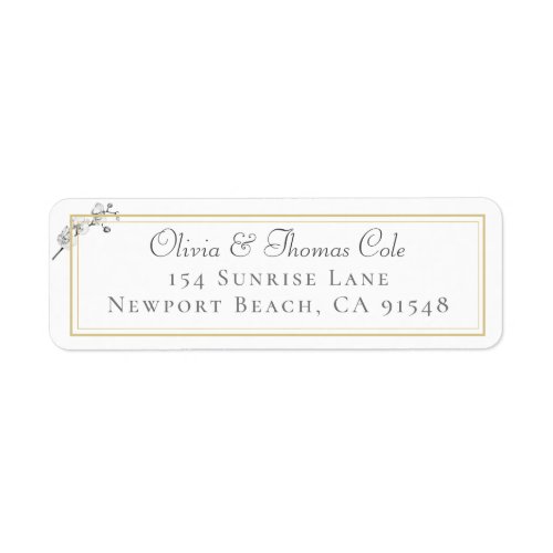 Classic Elegant Gold Frame Orchid Wedding Address Label