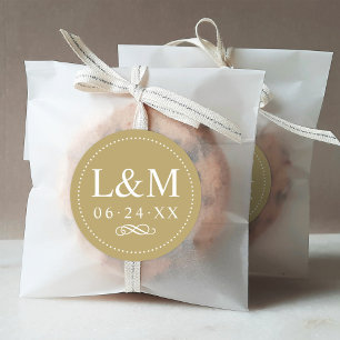Classic Elegant Gold Monogram Wedding Round Sticker