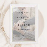 Classic Elegant Gold Photo Wedding Invitation<br><div class="desc">This Classic Elegant Gold Photo Wedding Invitation is simple and versatile. It features a chic white and black design with a soft background photo, monogram, simple gold frame and formal editable text on the front. The back features a full color vertical photo. Click the edit button to customize this design....</div>