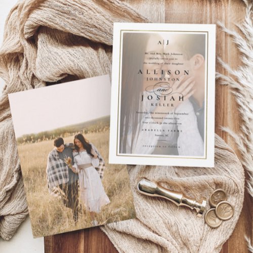 Classic Elegant Gold Photo Wedding Invitation