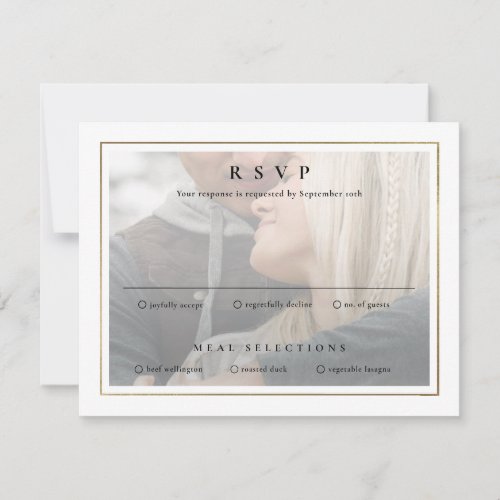 Classic Elegant Gold Photo Wedding RSVP Card