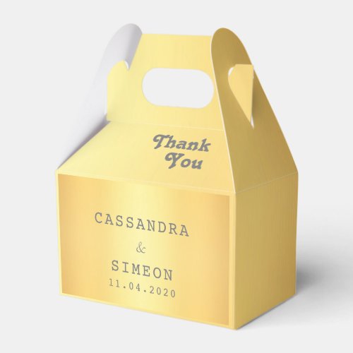 Classic Elegant Gold Thank You Wedding  Favor Box