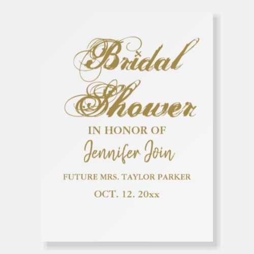 Classic Elegant gold Wedding Bridal Shower Foam Board