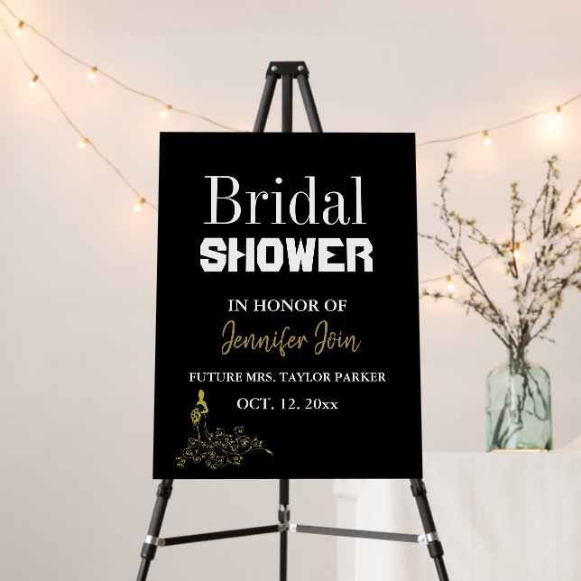Classic Elegant gold Wedding Bridal Shower Foam Board (In Situ (Stand))