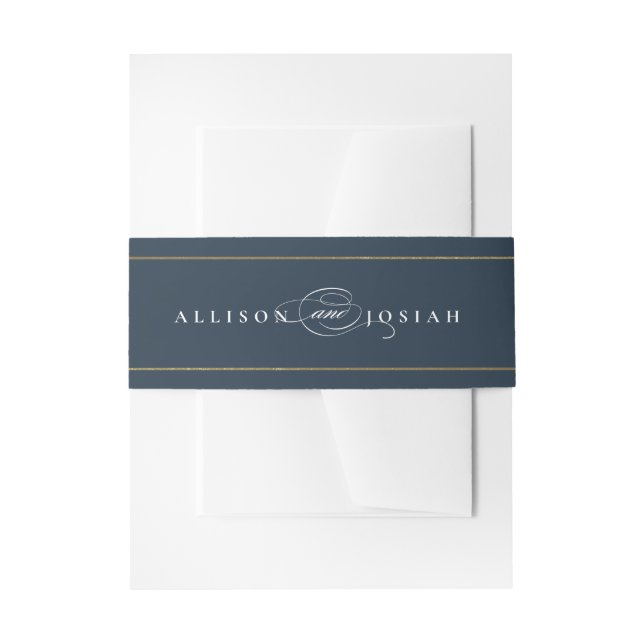 Classic Elegant Gold Wedding Invitation Belly Band (Front Example)