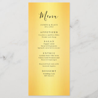 Classic Elegant Gold Wedding Menu