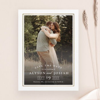 Classic Elegant Gold Wedding Photo Save The Date by stacey_meacham at Zazzle