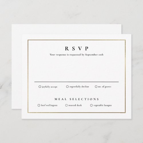 Classic Elegant Gold Wedding RSVP Card