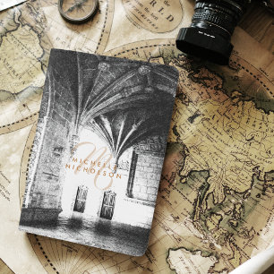 Classic Elegant Gothic Arch Stylish Monogram Passport Holder