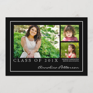 Classic & Elegant Graduation 3 Photo Announcement
