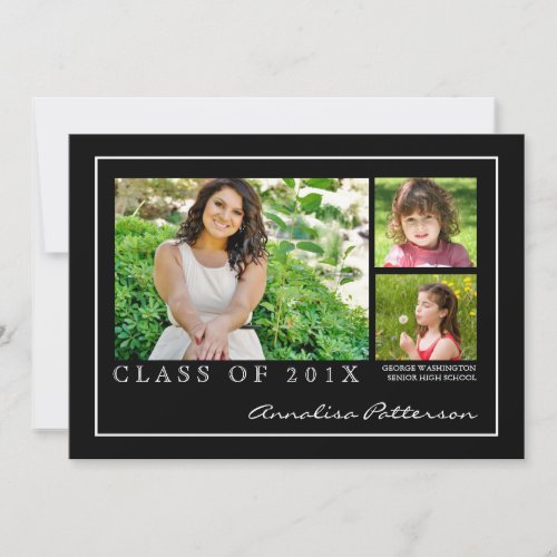 Classic &amp; Elegant Graduation 3 Photo Announcement