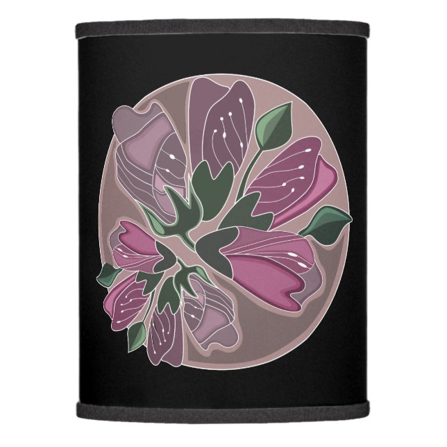 Classic Elegant Green and Pink Floral Print Lamp Shade (Front)