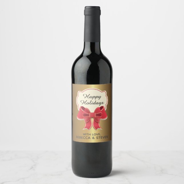 Classic & Elegant Holiday Wine Label (Front)
