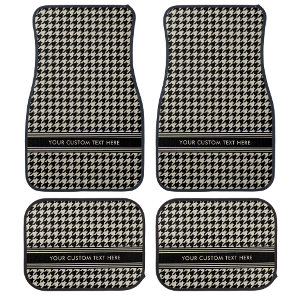 Classic Elegant Houndstooth Black Off-white Car Floor Mat