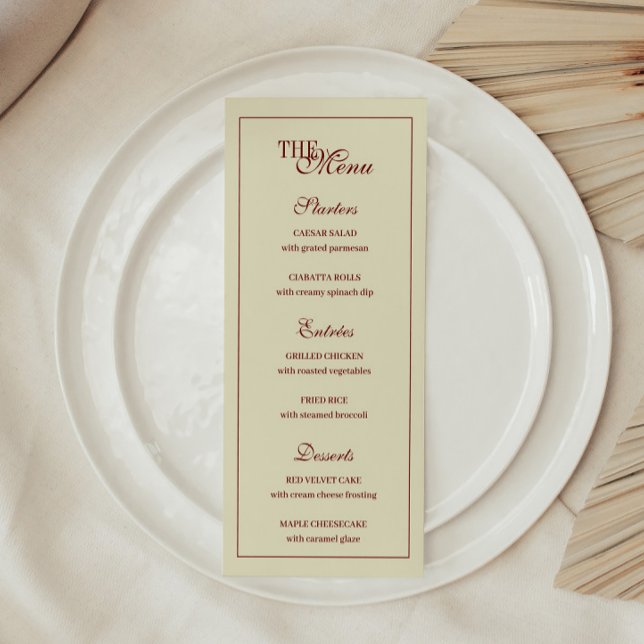 Classic Elegant Ivory Script Monogram Wedding Menu (Creator Uploaded)