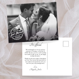 Classic elegant just married photo  announcement postcard