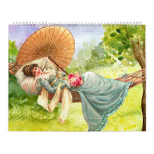 Classic Elegant Ladies Vintage Style Painting Artw Calendar