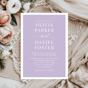 Classic Elegant Lavender Purple Minimalist Wedding Invitation