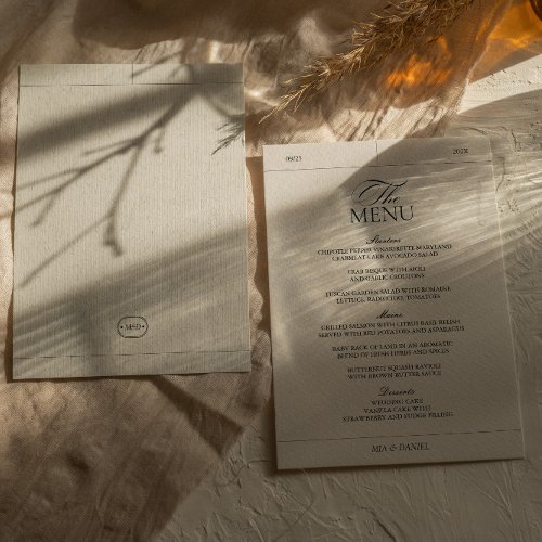 Classic Elegant Light Gray Vintage Label Wedding  Menu