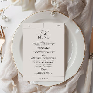 Classic Elegant Light Gray Vintage Label Wedding  Menu