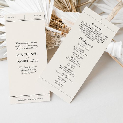 Classic Elegant Light Gray Vintage Wedding Program