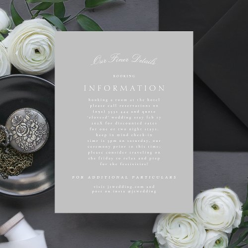 Classic Elegant Light Grey Formal Wedding Enclosure Card