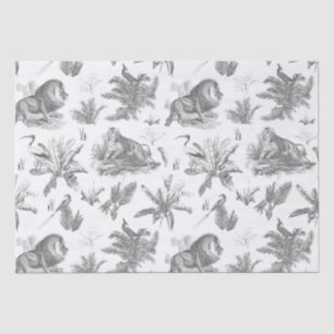 Classic Elegant Lion Tiger Gray Toile Tissue Paper