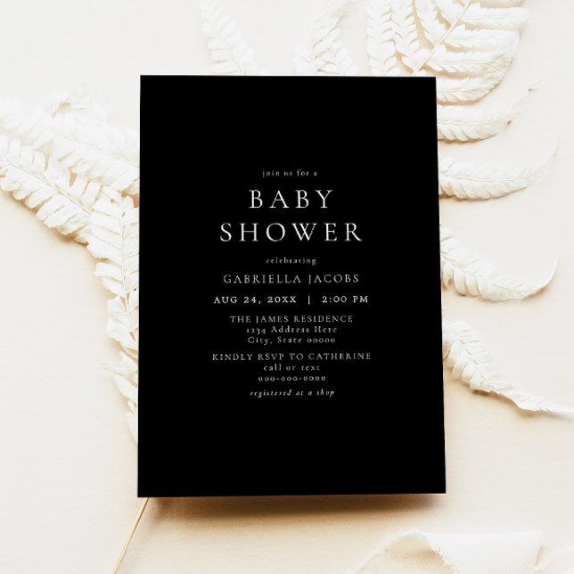 Classic Elegant Minimalist Black Baby Shower Invitation (Creator Uploaded)