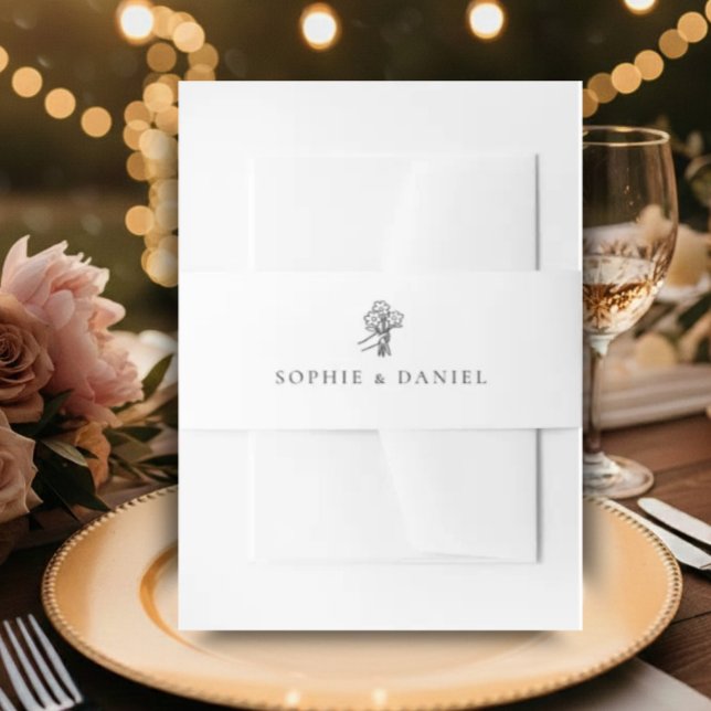 Classic Elegant Minimalist Hand Drawn Line Invitation Belly Band (Creator Uploaded)