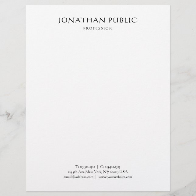 Classic Elegant Minimalist White Nostalgic Look Letterhead (Front)