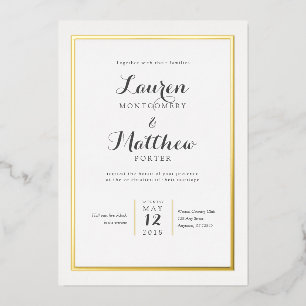 Classic Elegant Modern Border Wedding Foil Invitation